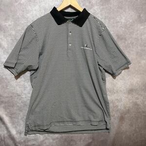 Fairway & Greene Signature Striped Black and White Golf Polo size L